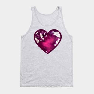 Pink/Maroon Paint Pour Heart Tank Top